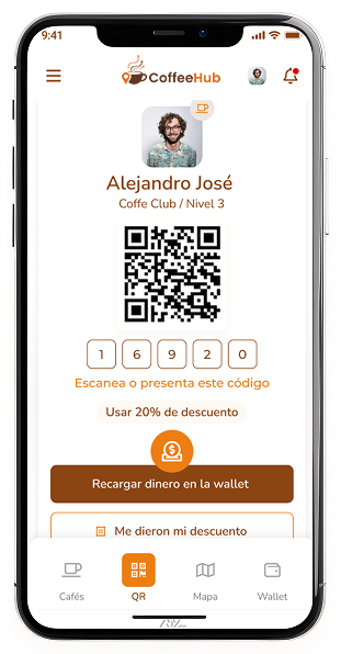 App CoffeeHub: pagar con código QR