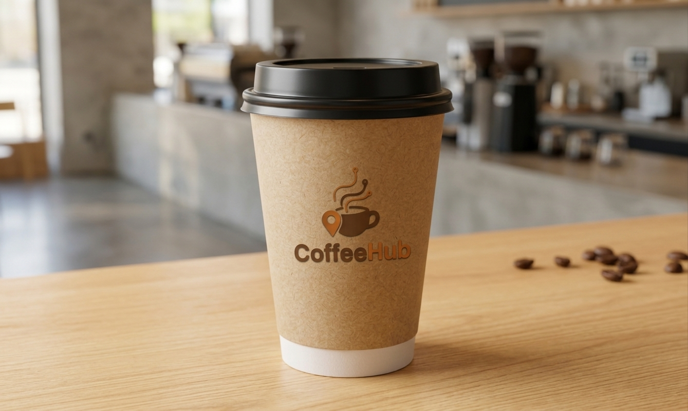 Vaso CoffeeHub en mostrador